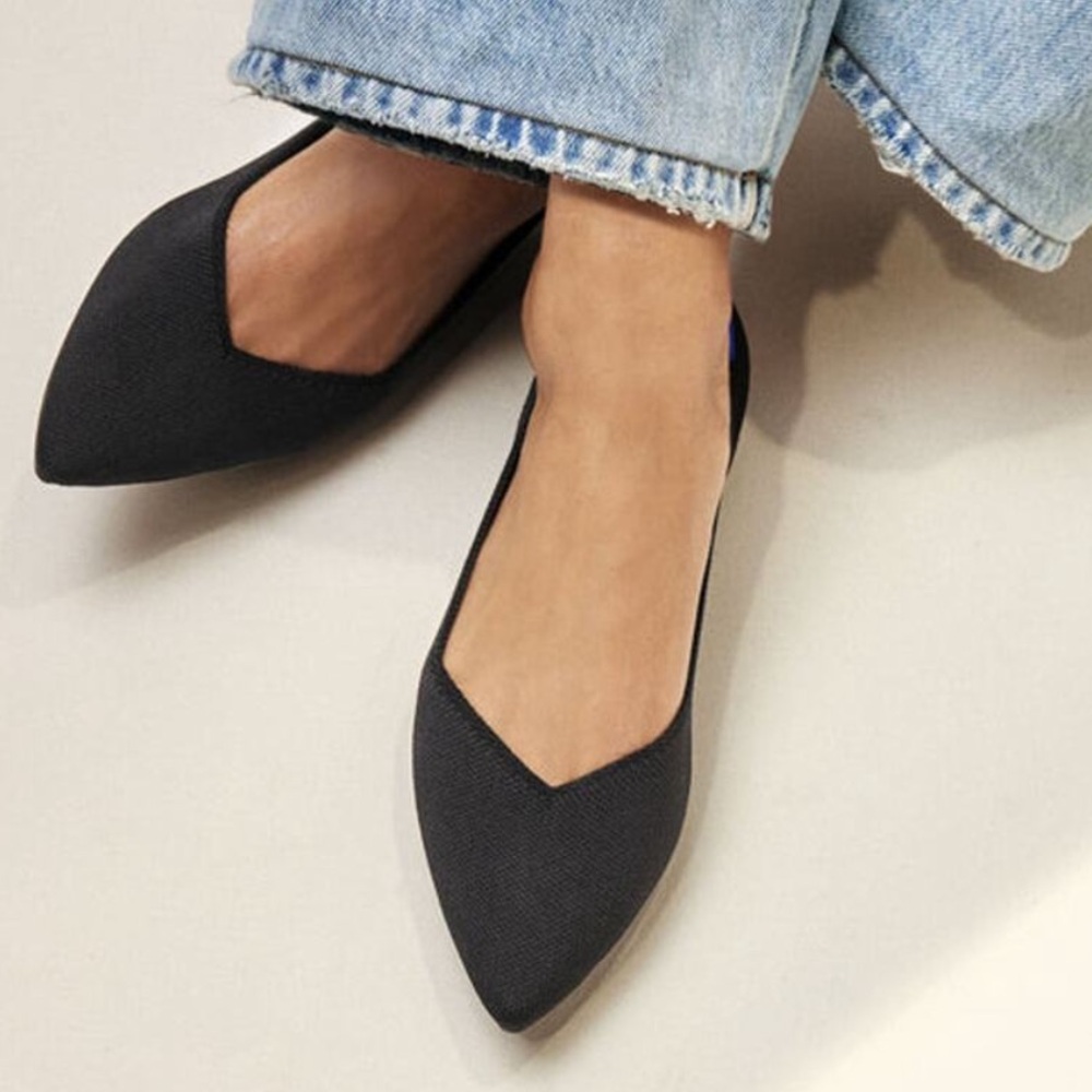 Rothy's Pointed Toe Black Flats Size 8